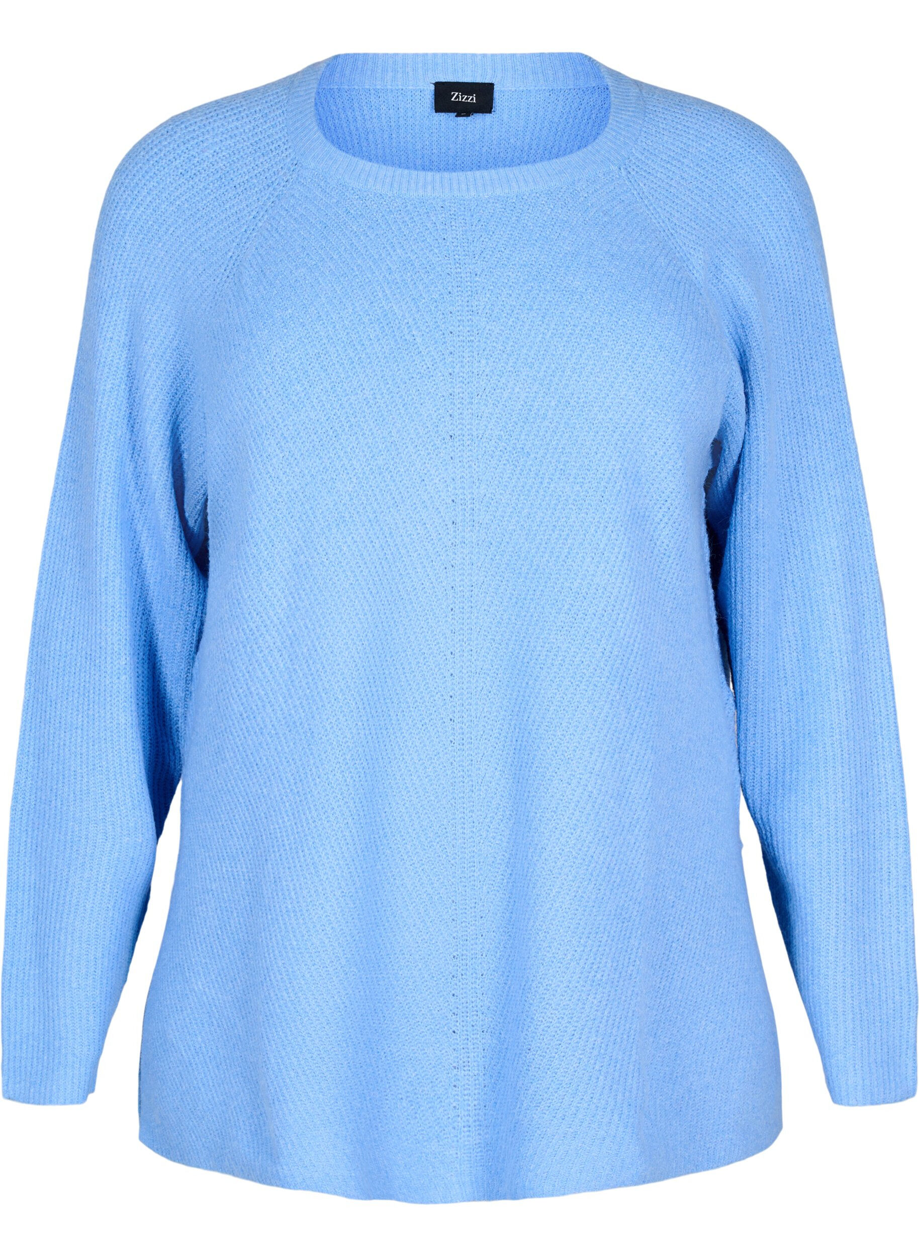 Zizzifashion Knitted blouse with round neck, Della R. Blue Mel., Packshot image number 0