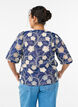 Blouse with V-neck and embroidered pattern, Blue, Model image number 2