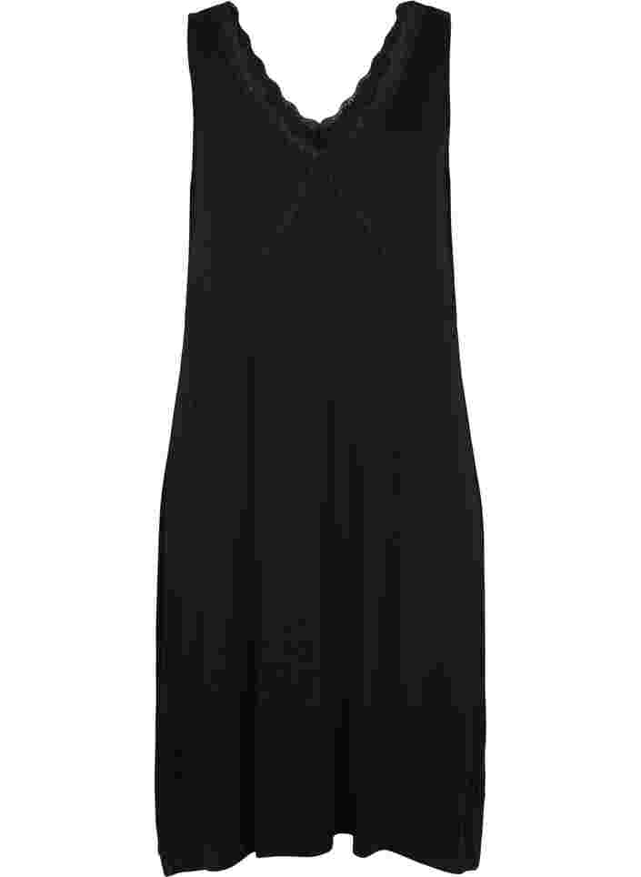 Sleeveless nightdress in viscose, Black, Packshot image number 0