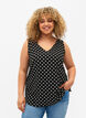 Printed top with v-neck , Black Dot, Model image number 0