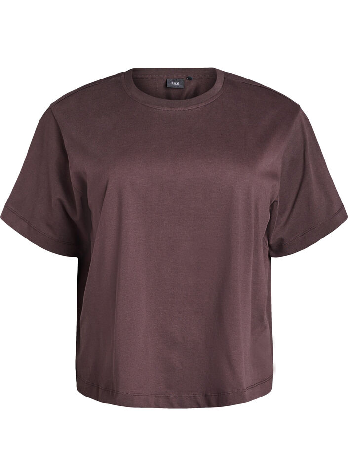 Boxy cotton t-shirt, Brown, Packshot image number 0