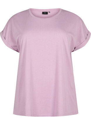 Short sleeve cotton blend T-shirt, Lavender Mist, Packshot image number 0