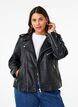 Leather biker jacket with pockets, Black, Model image number 0