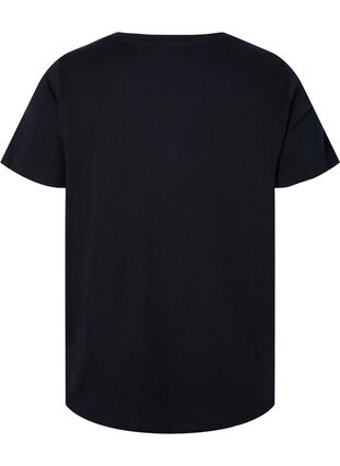 Cotton t-shirt with sequins, Black w. Love, Packshot image number 1