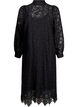 Long-sleeved lace dress with high neck, Black, Packshot image number 0