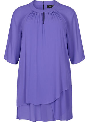 Chiffon blouse with 3/4 sleeves, Purple Corallites, Packshot image number 0
