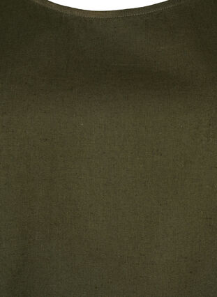 Short-sleeved blouse in cotton blend with linen, Forest Night, Packshot image number 2