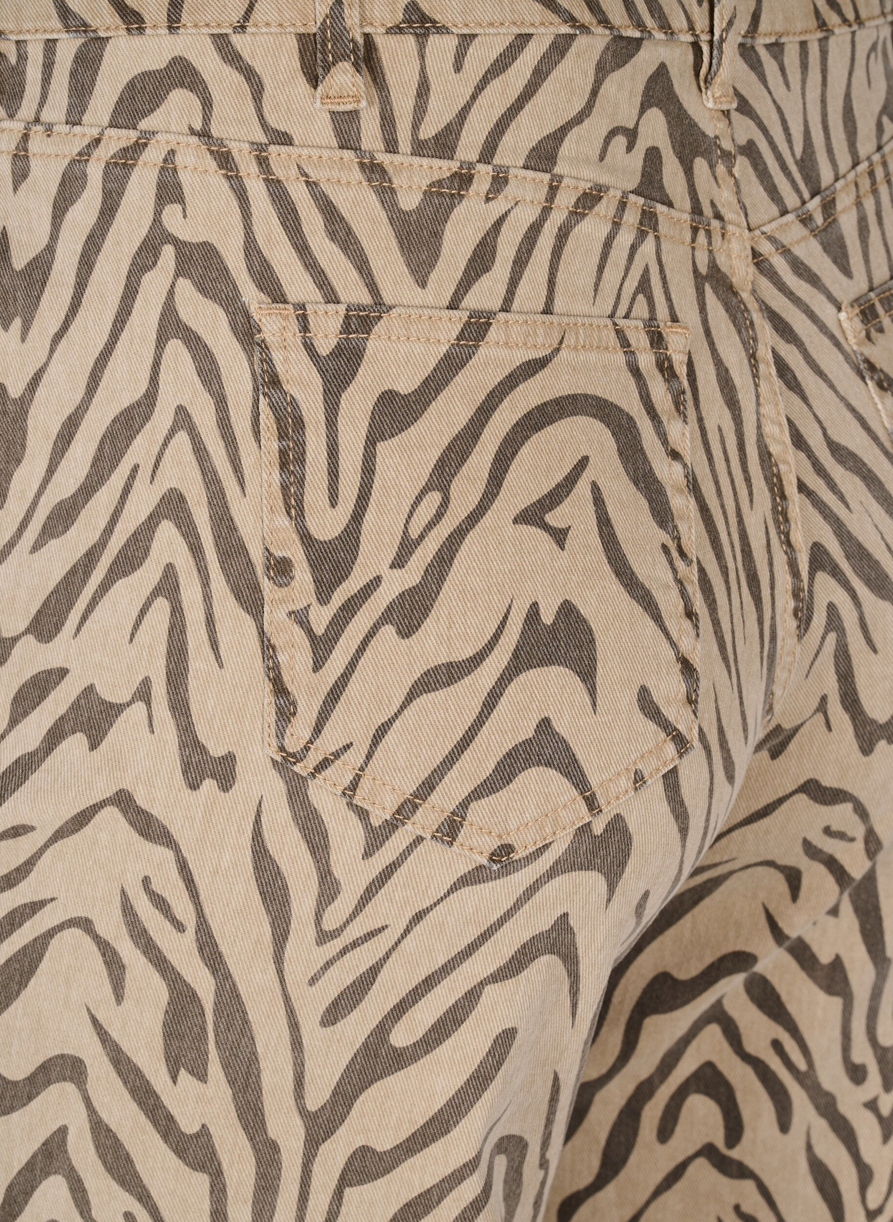 Zizzifashion Regular fit jeans with zebra print, Brown, Packshot image number 3