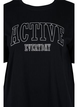 Cotton workout t-shirt, Black, Packshot image number 2