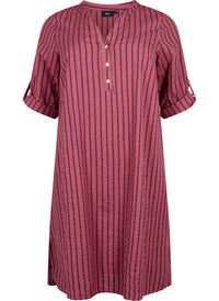 Striped cotton dress with 3/4 sleeves