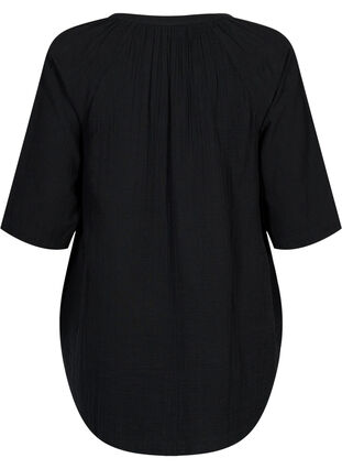 3/4 sleeve tunic in cotton, Black, Packshot image number 1