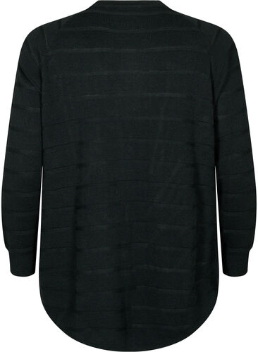 Striped tone-on-tone cardigan, Black, Packshot image number 1
