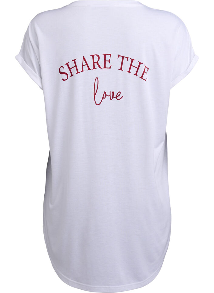 Short sleeve nightgown with text print, , Packshot image number 1