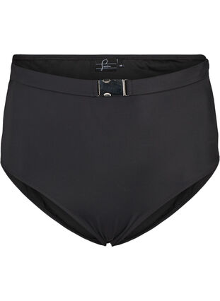 High-waisted bikini bottoms with buckle, Black, Packshot image number 0