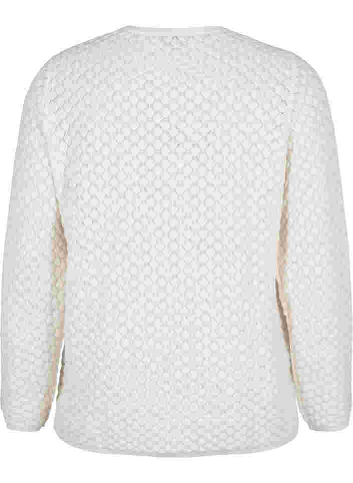 Patterned knitted top with v-neckline, Cloud Dancer, Packshot image number 1