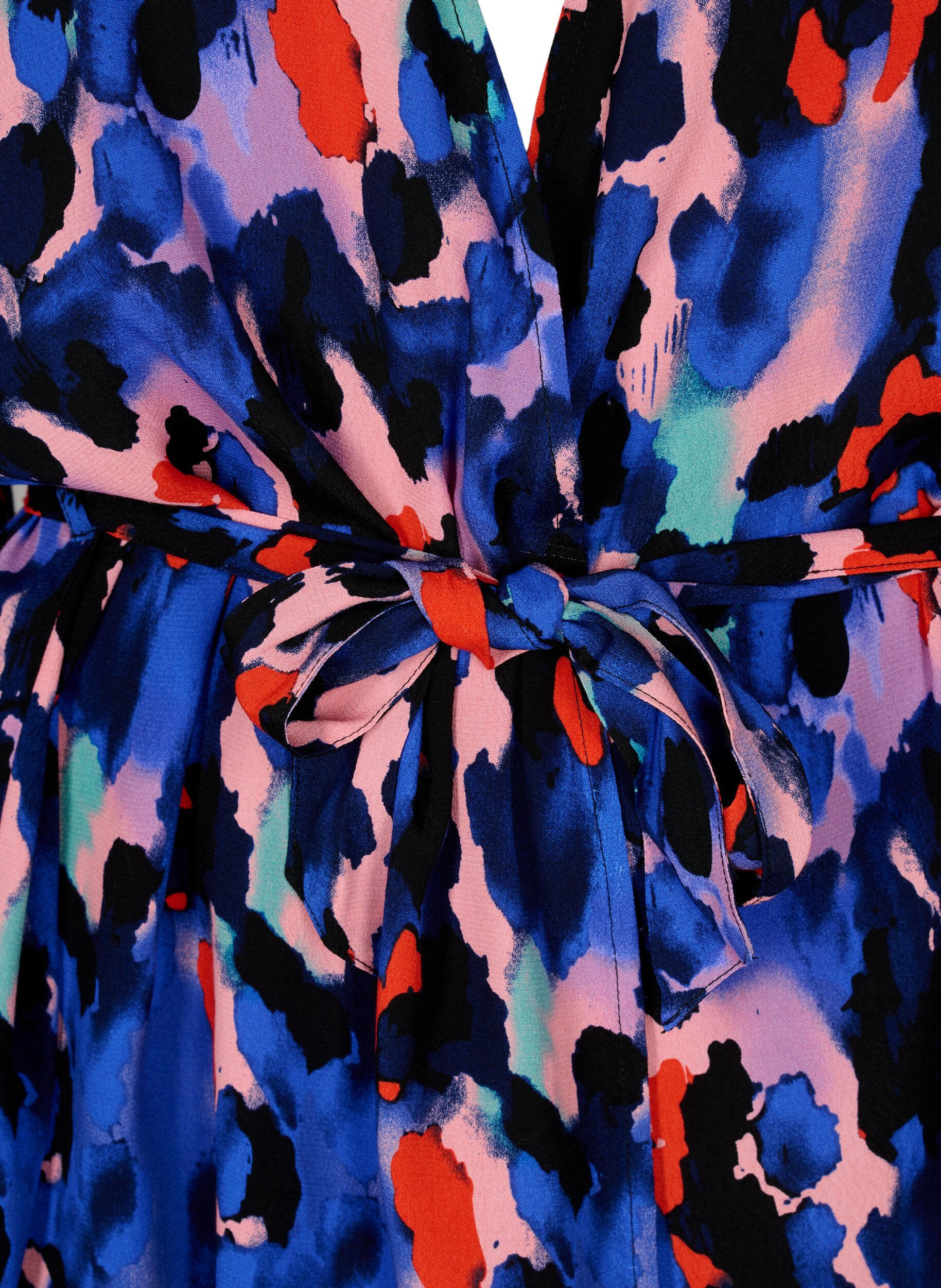 Zizzifashion Kimono in viscose with print, Colorful Animal, Packshot image number 2