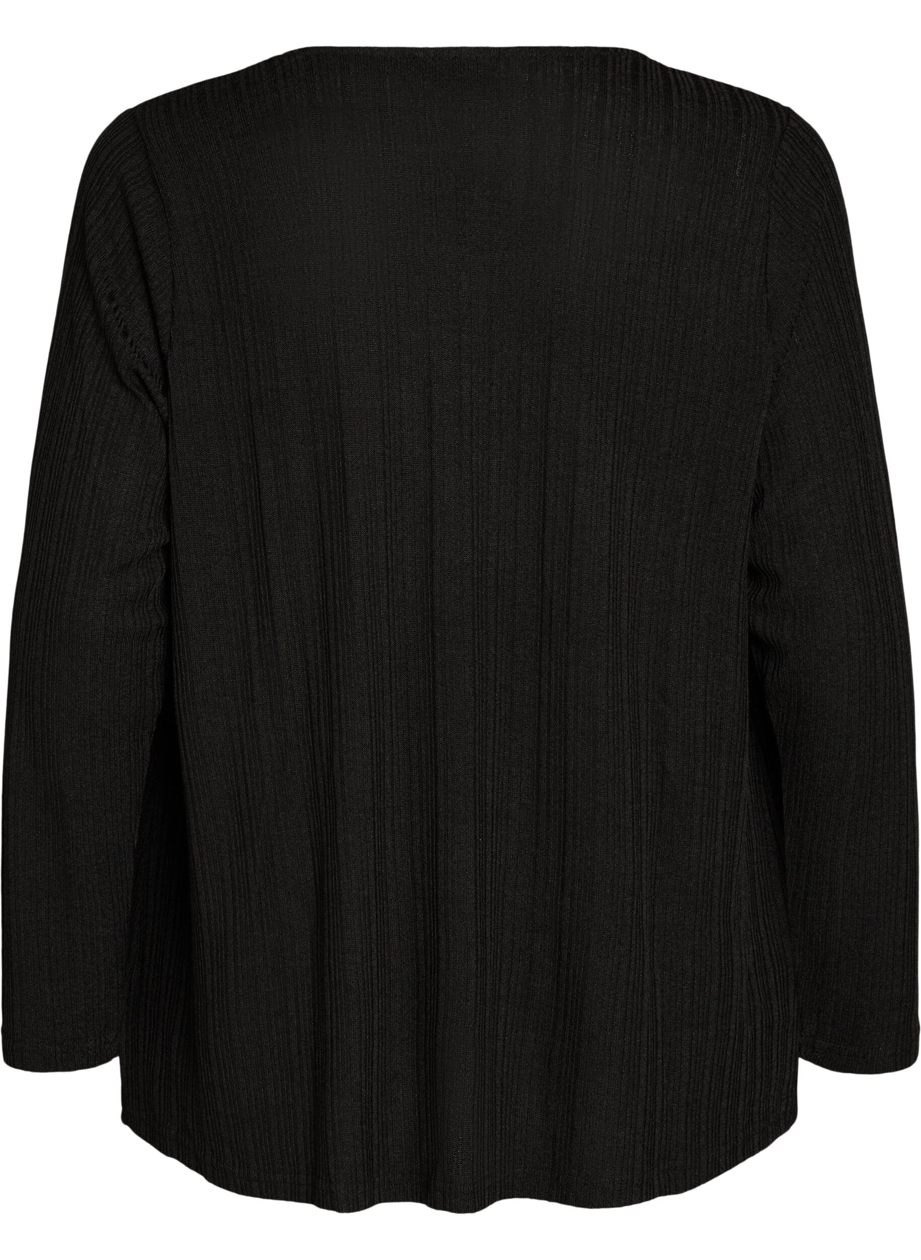 ZizzifashionOpen cardigan in textured jersey, Black, Packshot image number 1