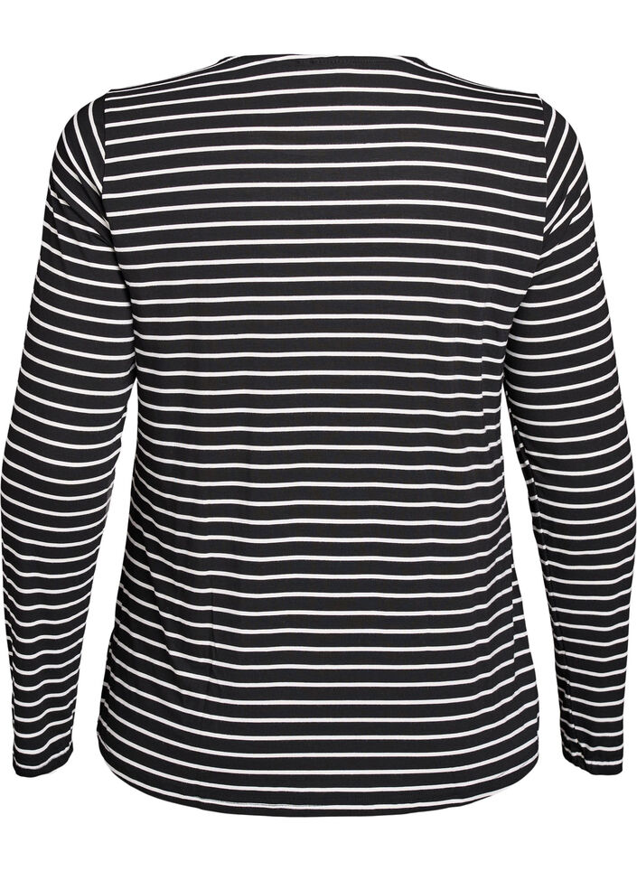 Long-sleeved striped Blouse, Black, Packshot image number 1