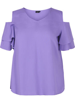 Short sleeved blouse in viscose, Passion Flower, Packshot image number 0
