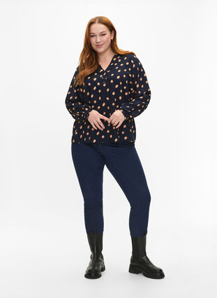FLASH - Long sleeve blouse with print, Blue Double Dot, Model image number 2