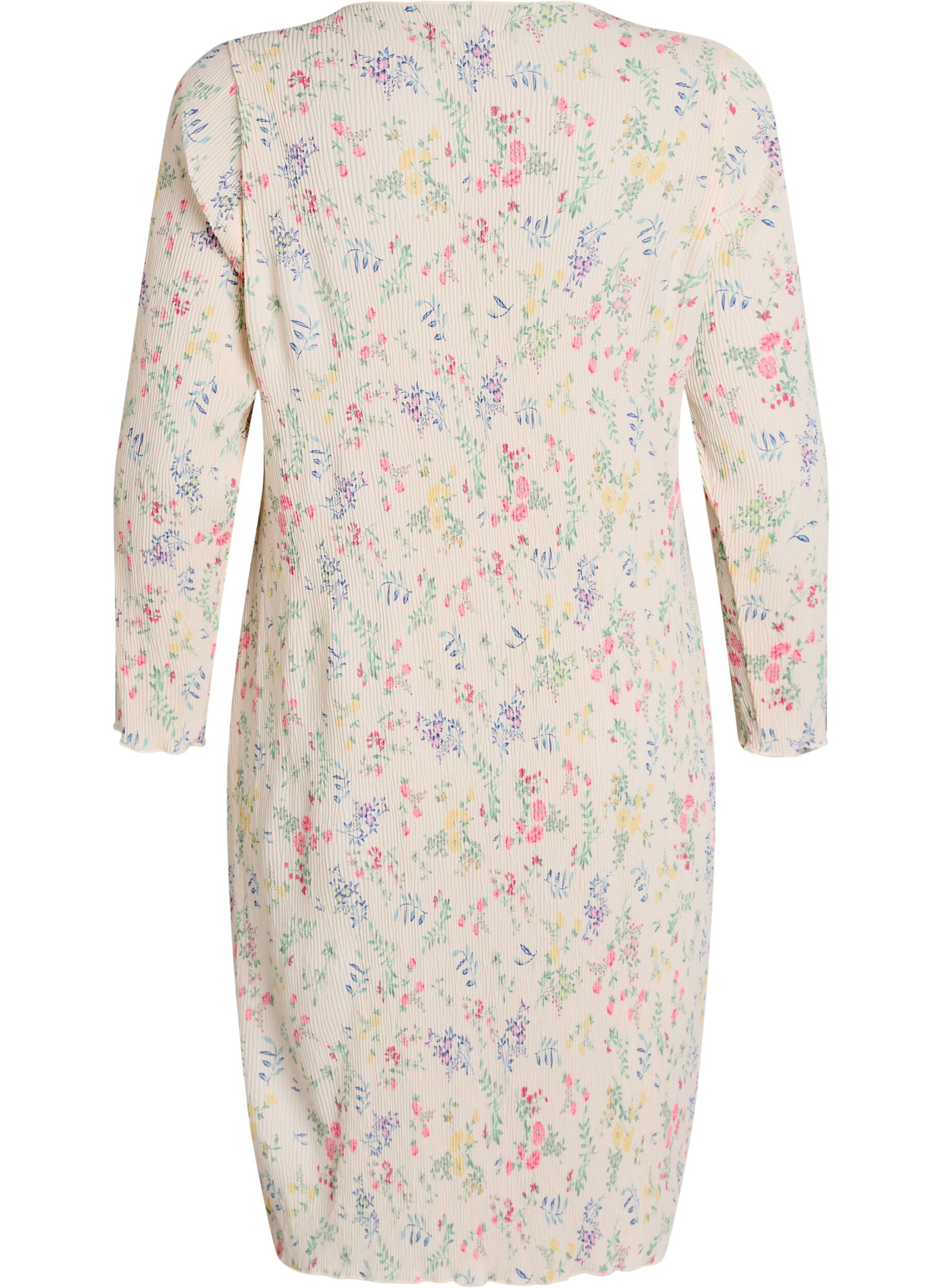 ZizzifashionDress with floral print and wavy texture, Beige, Packshot image number 1