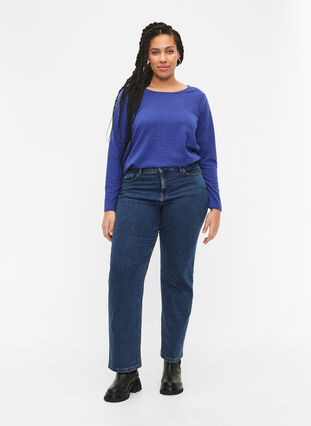Long-sleeved blouse with texture, Deep Ultramarine, Model image number 2