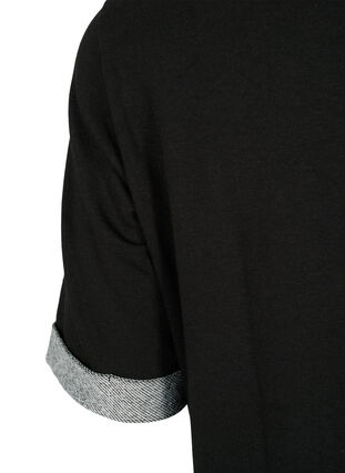Short-sleeved sweat dress with pockets, Black, Packshot image number 3