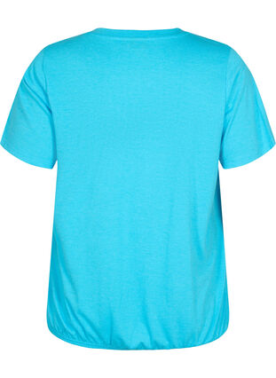 Melange t-shirt with elasticated edge, Blue Atoll Mél, Packshot image number 1