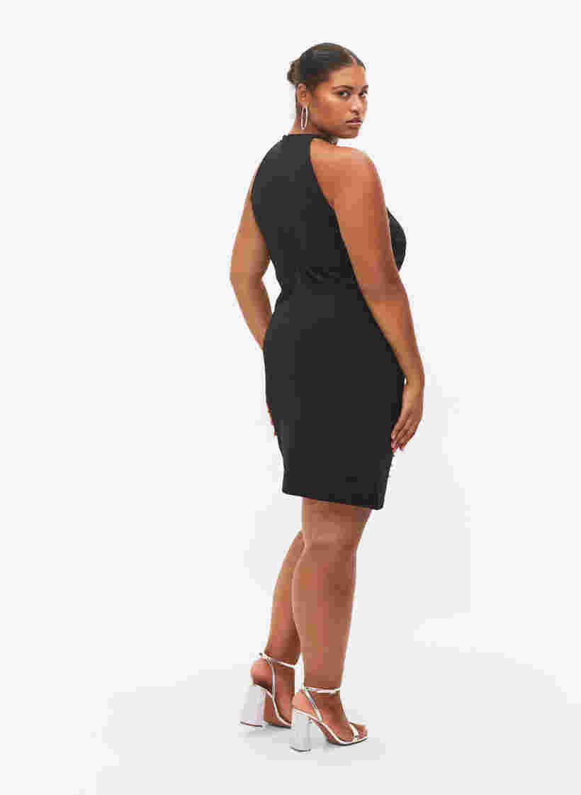 Halter neck dress with beads, Black w. Beads, Model image number 1