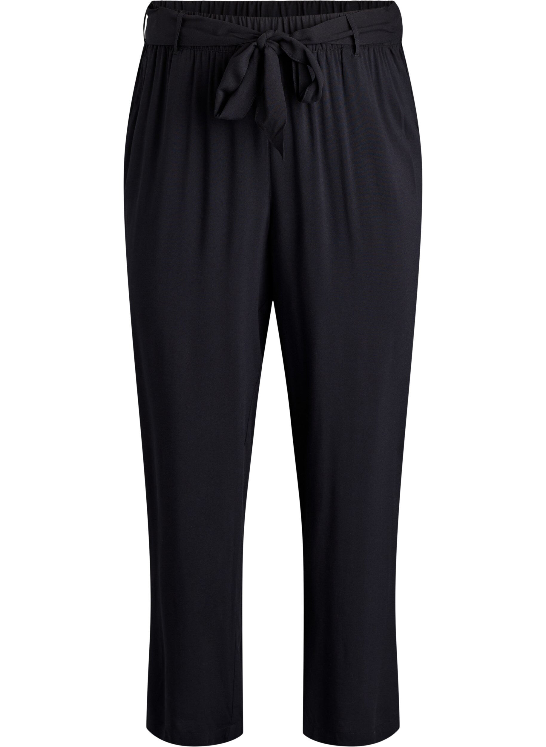 High-waisted viscose trousers