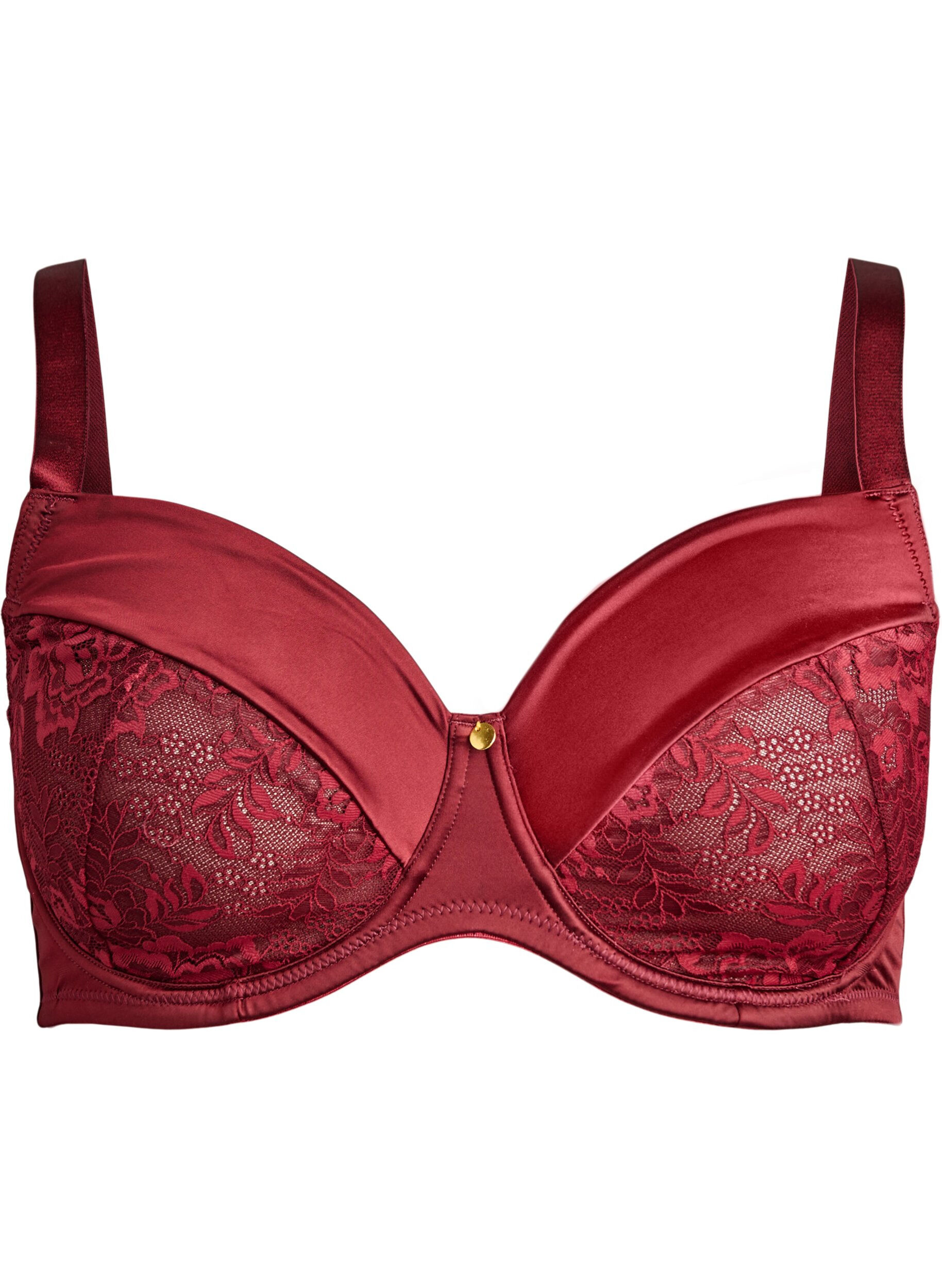 ZizzifashionFull coverage bra in shiny microfibre, Dark Bordeaux, Packshot image number 0