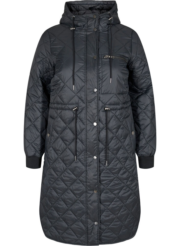 Quilted lightweight jacket with hood, Black, Packshot image number 0