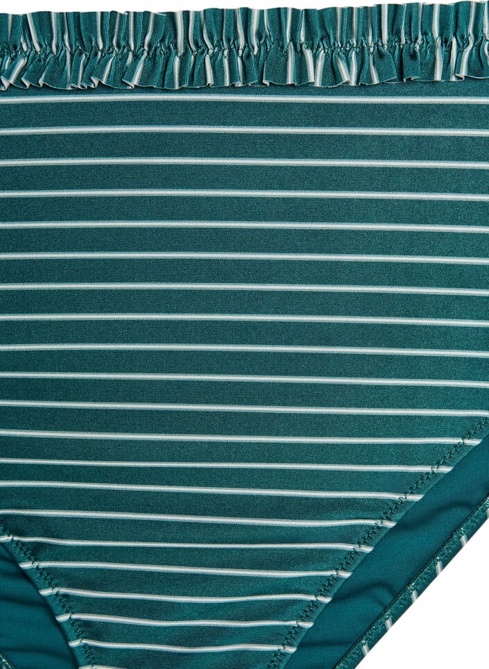 Striped tai bikini briefs with ruched edge, Green, Packshot image number 2