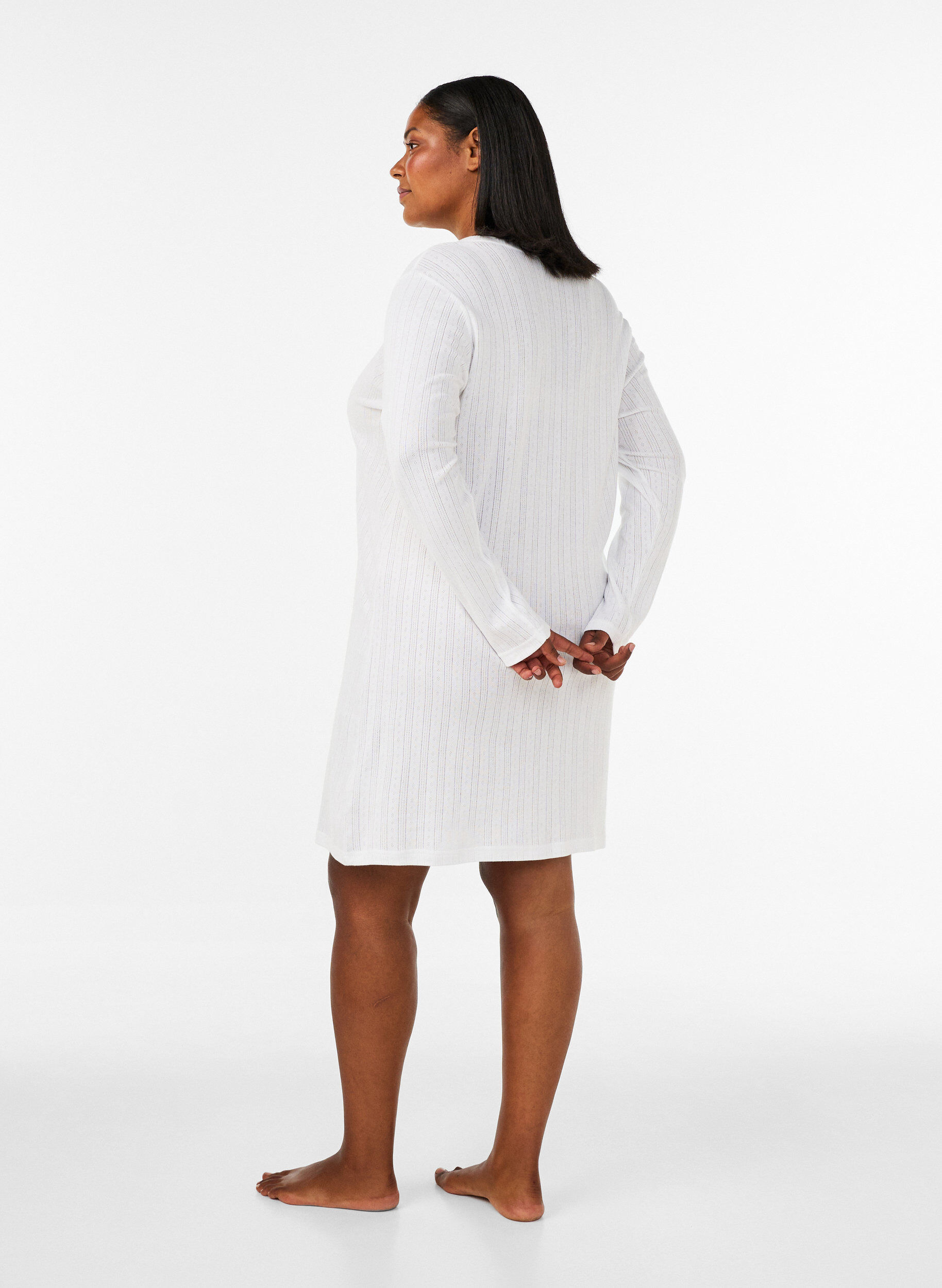 ZizzifashionNightgown in organic cotton with eyelet embroidery, White, Model image number 2