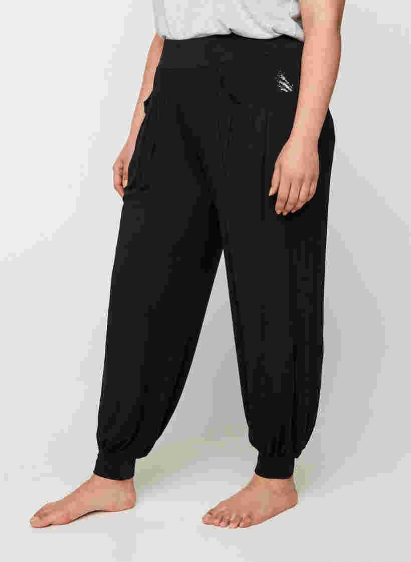 Loose viscose trousers with pockets, Black, Model image number 0
