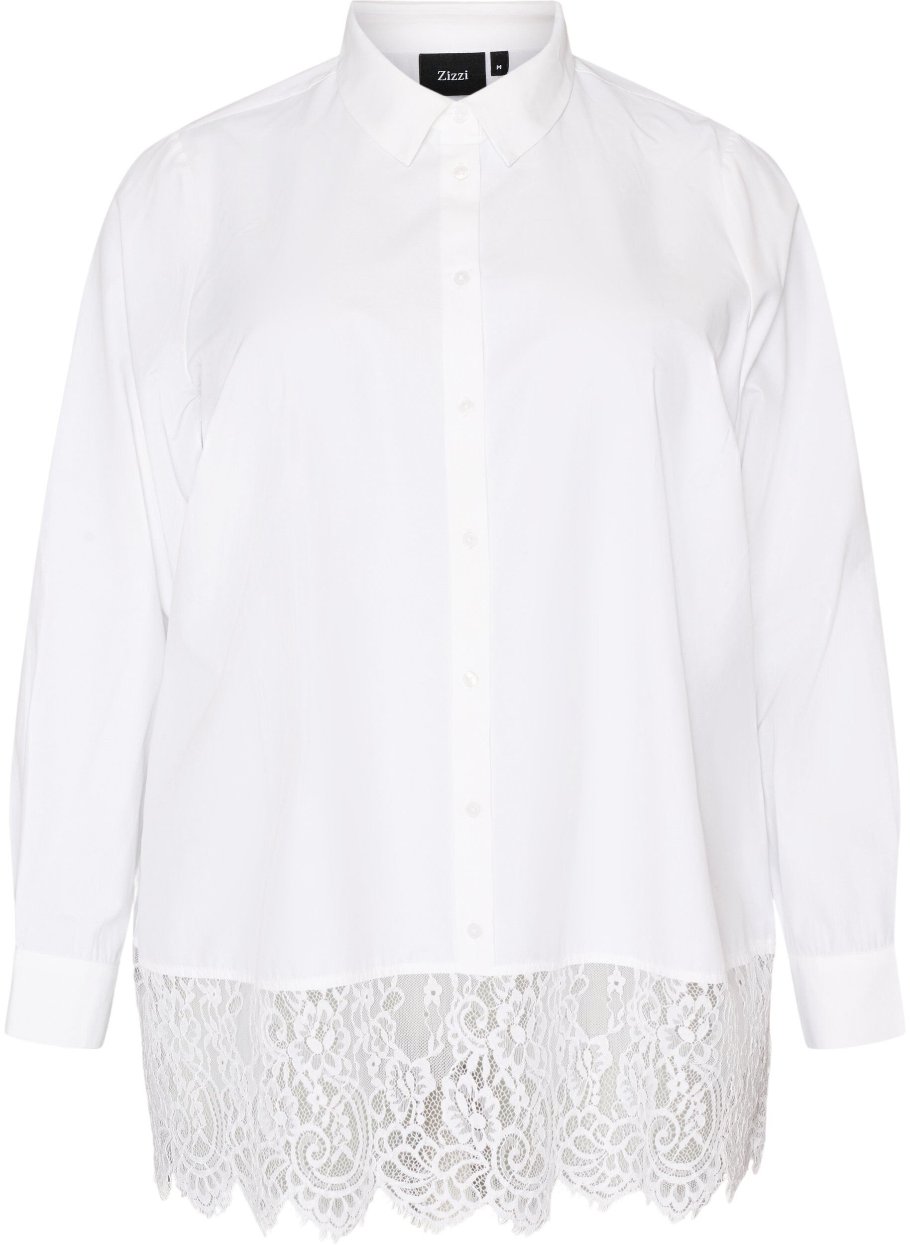 Loose shirt with a wide lace trim