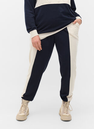 Colour-block sweatpants, Night Sky/Off White, Model image number 3