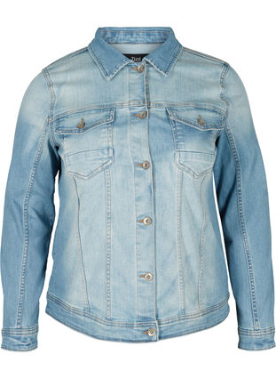 Light denim jacket with chest pockets, Light blue denim, Packshot image number 0