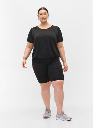 Short-sleeved exercise top, Black, Model image number 2