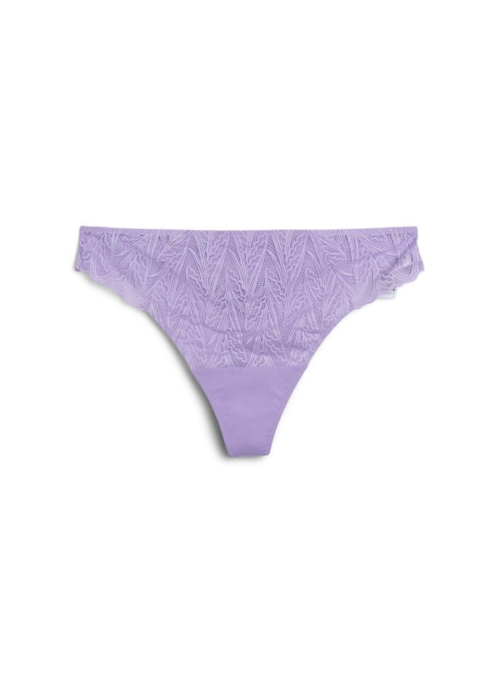 G-string briefs with lace and a regular waist, Purple, Packshot image number 0