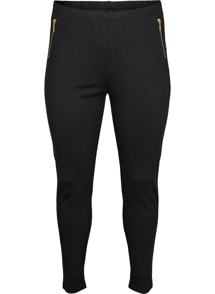 Viscose leggings with zipper detail, Black, Packshot image number 0
