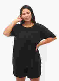 Blouse with half sleeves, Black, Model
