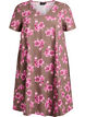 Short a-line dress with floral print, Brown, Packshot image number 0