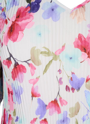 Pleated floral blouse, White/MultiFlowerAOP, Packshot image number 2