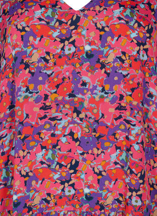 Viscose tunic with A-line cut, Pink Small FL. AOP, Packshot image number 2