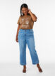 Cotton T-shirt with print, Brown, Model image number 1