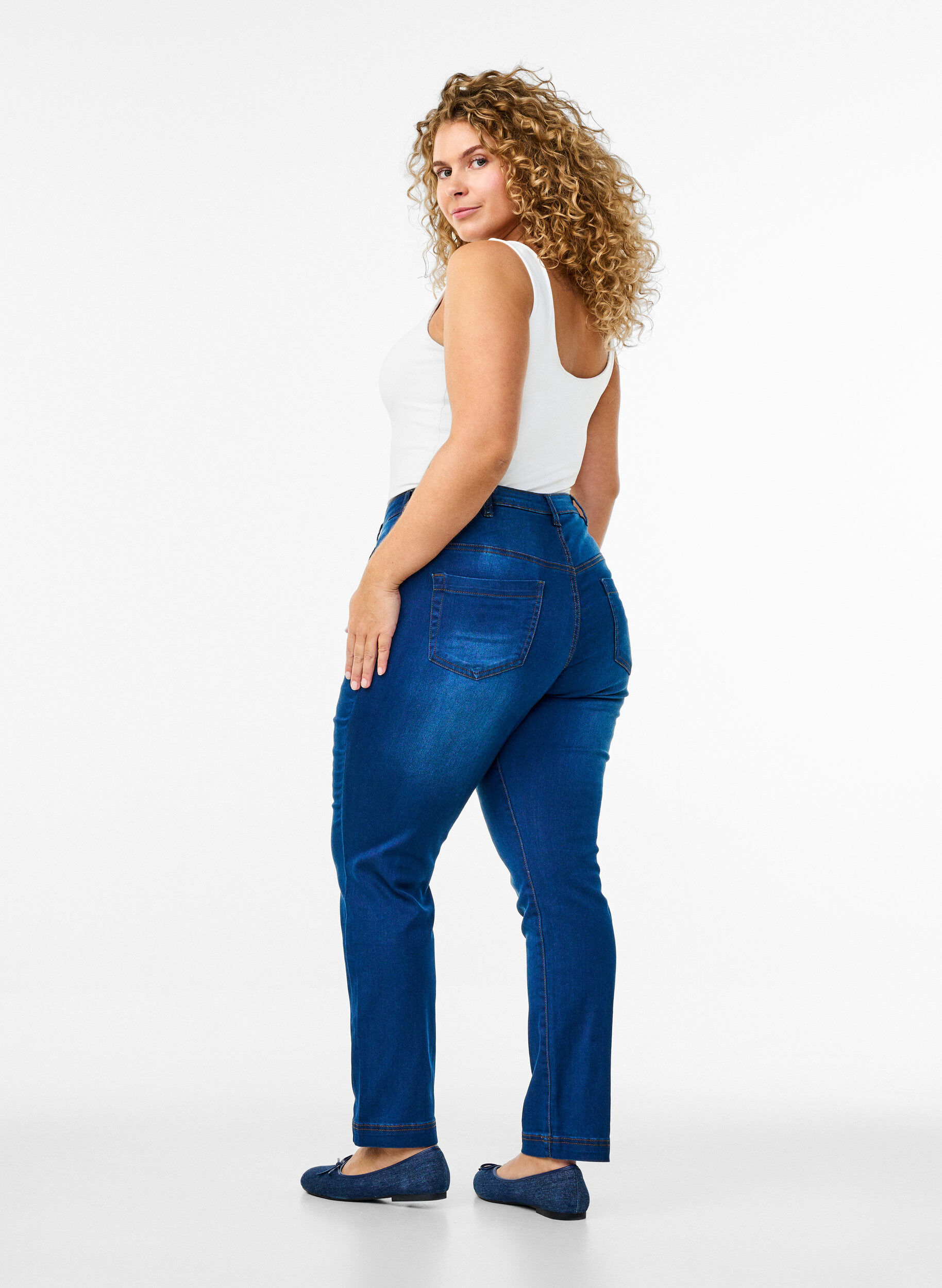 ZizzifashionSlim fit Emily jeans with normal waist, Blue, Model image number 1