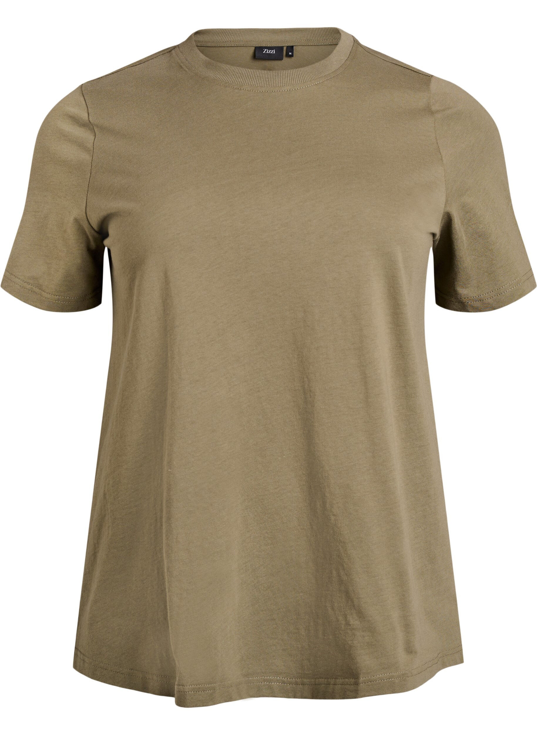 Zizzifashion Basic cotton T-shirt with round neck, Green, Packshot image number 0