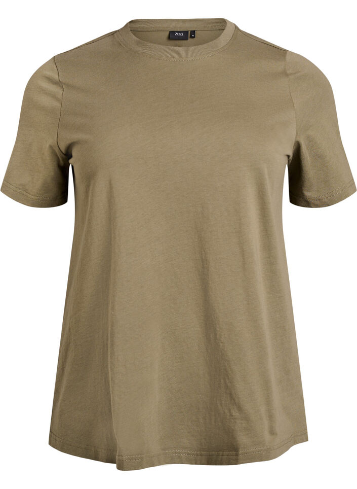 Basic cotton T-shirt with round neck, Green, Packshot image number 0