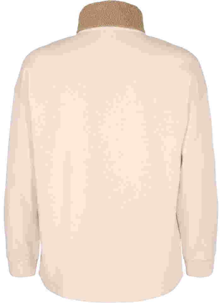 	 High neck sweatshirt with teddy and zip, Brown Comb, Packshot image number 1